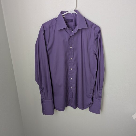 NWOT Ralph Lauren Purple Label Italian Purple Button Down Shirt, 15.5